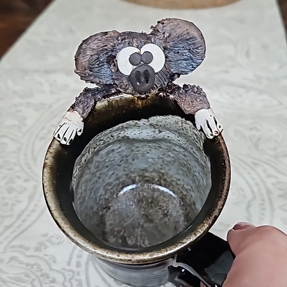 Nica Handcrafted & Signed Brown 3D Koala Ceramic Mug